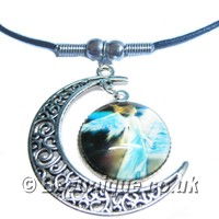 White Angel & Crescent Necklace